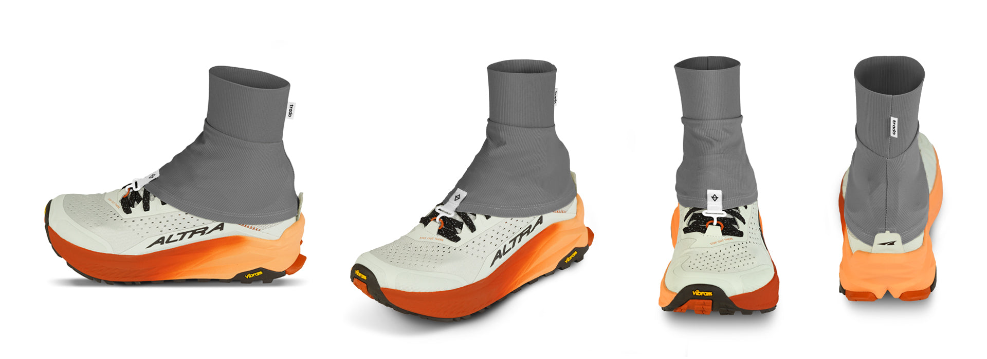 trado trail gaiters on a white background charcoal